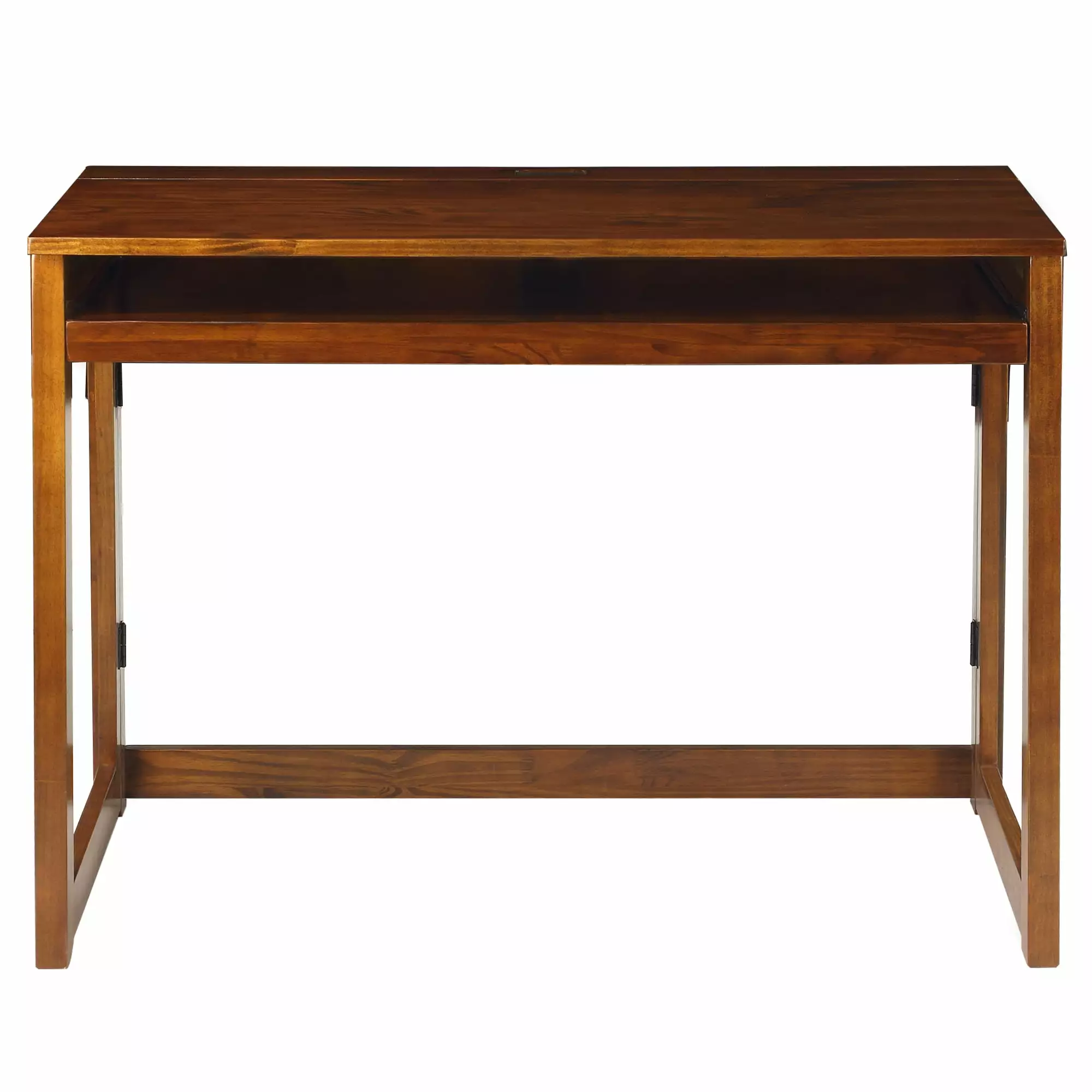 Folding Desk Pull-Out Drawer and USB Port Warm Brown Home Office Casual Home