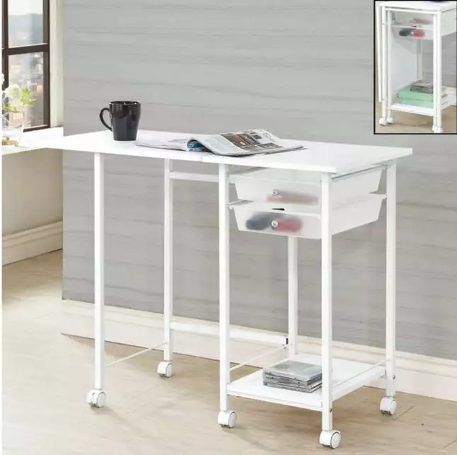 Coaster 2 Drawer Folding Desk Casters White Coaster Company