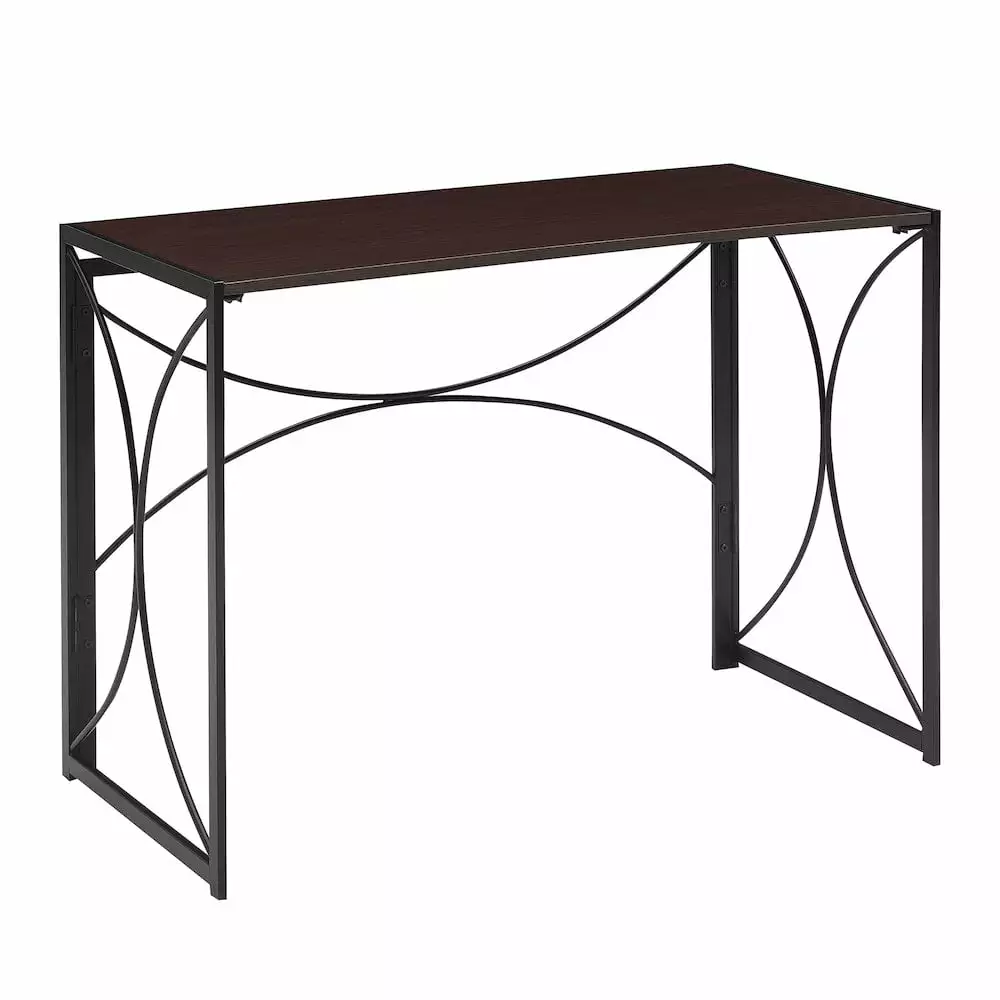 Convenience Concepts Nova Folding Desk Espresso Wood Finish Metal Frame