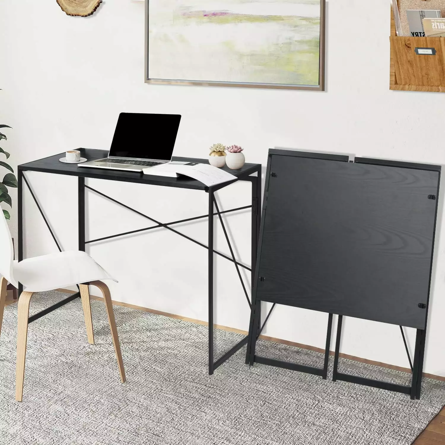 39.4 Inch ZenStyle Space-saving Folding Desk Home Office PC Laptop Writing Workstation Black Homylin