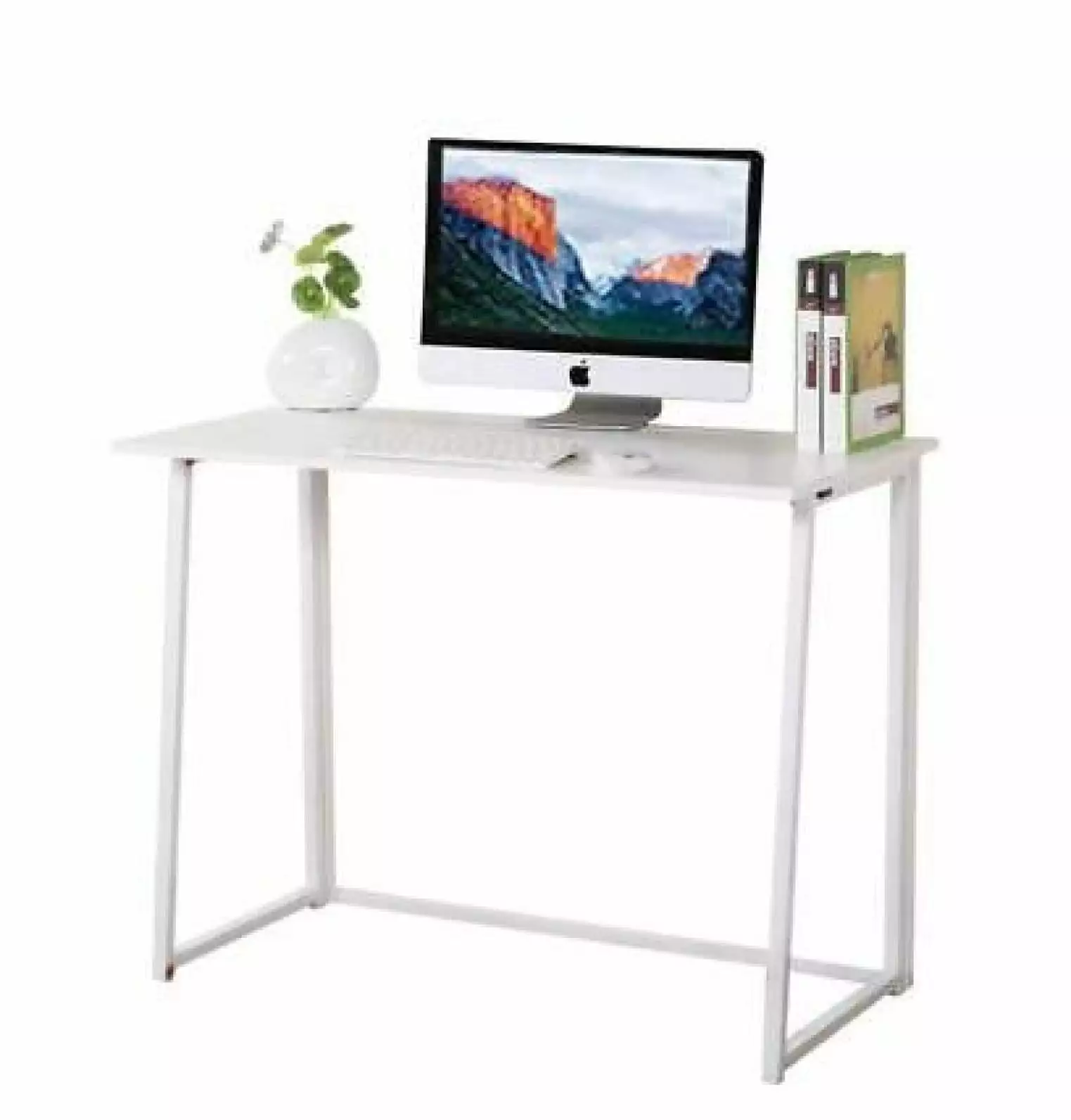 Rongfun Folding Small Desk Home Office Desk Laptop Study Writing Table White