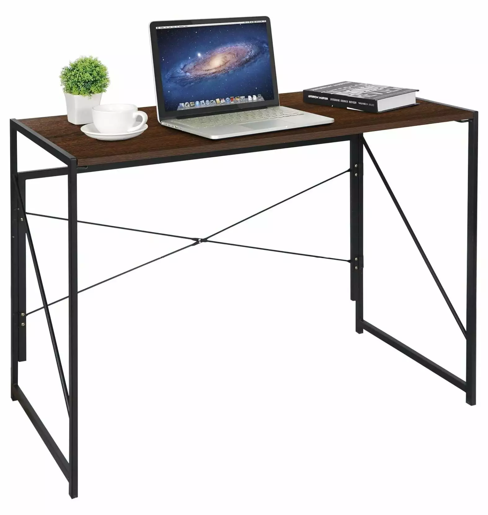 Superwum Folding Computer Desk Writing Study Desks Home Office Corner Laptop Gaming Folding Table 39 Inches Brown