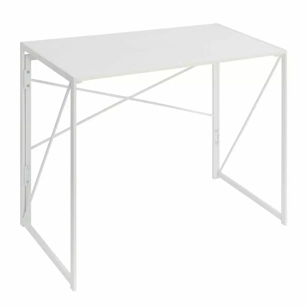 Urbanpro Xtra Folding Desk - White Wood Top and White Metal Frame - Space Saving Desk