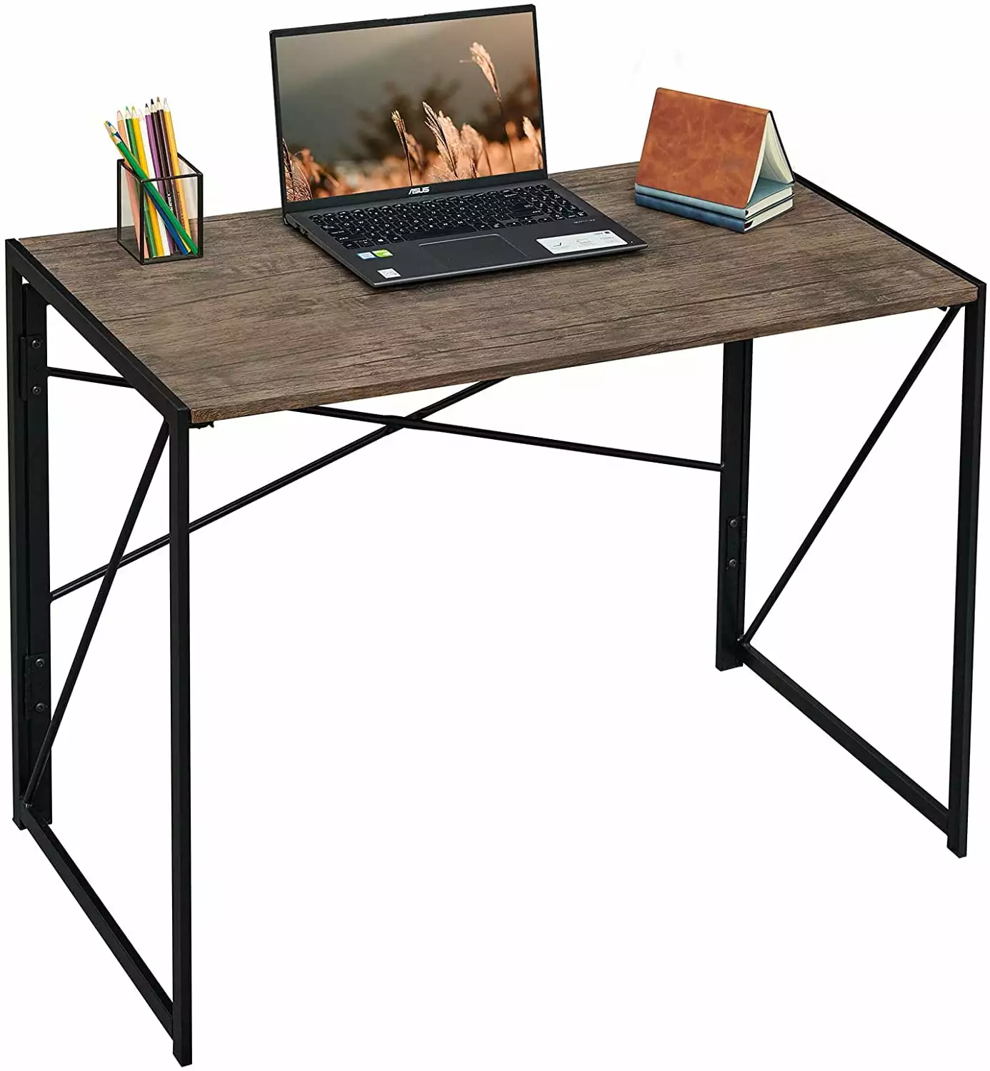 WOHOMO Modern Small Computer Folding Desk Home Office Brown 39