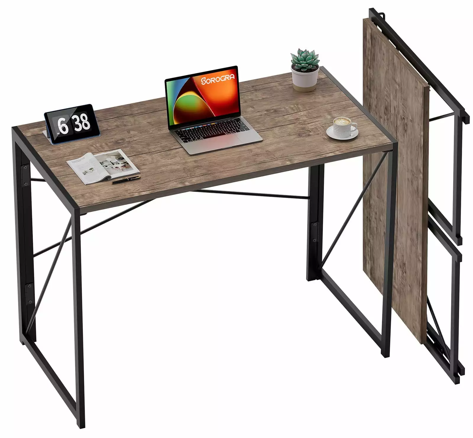 ZSHLWM Folding Desk 31.5 Inch Writing Computer Desk Space Saving Foldable Table Simple Home Office Desk No Assembly Requir...