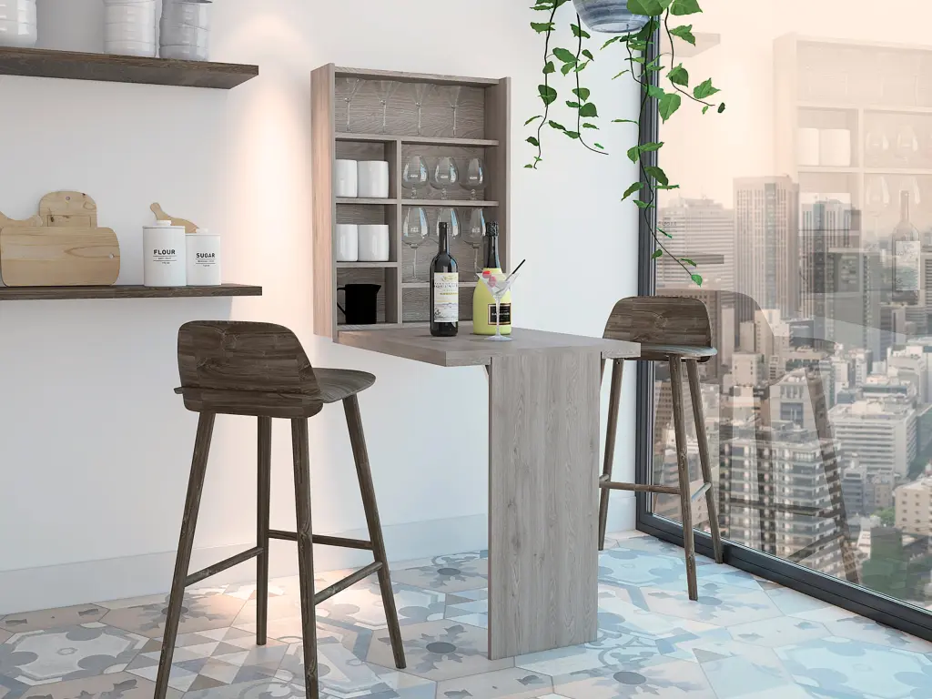 Dalton Foldable Table Base And Shelves Light Gray Folding Table rta mubles colombia