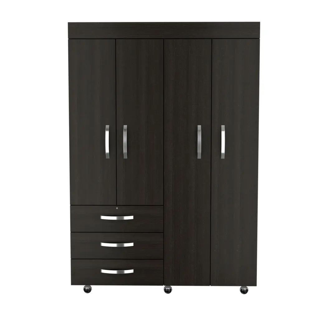 Mobile Armoire Velvet Bedroom Black Particle Board Wardrobe treevol furniture