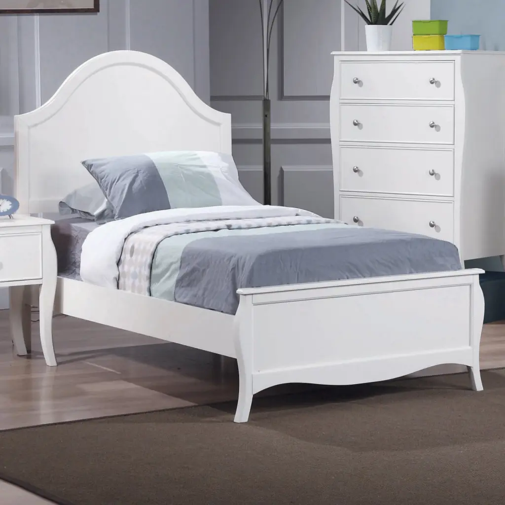 White Full Panel Bed Box Spring Required Wood Bedroom Furniture furniture max