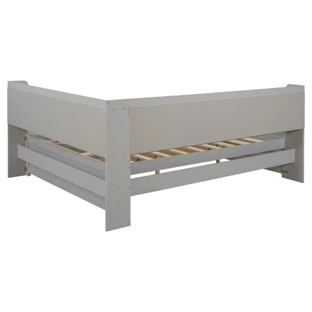 Full Bed L Shaped Bookcases and Drawers Grey Pine Modern Bedroom Furniture inspirit