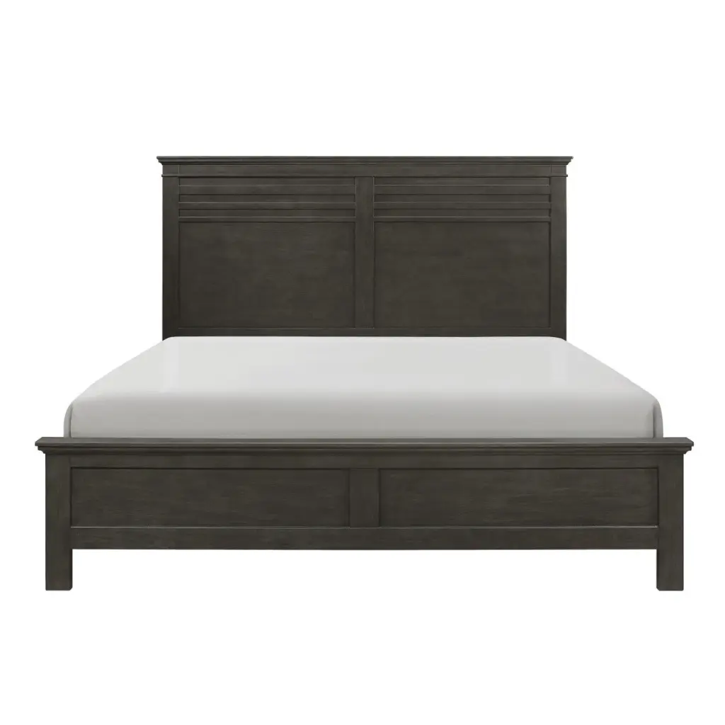 Charcoal Gray Finish Full Bed 1Pc Transitional Style Wooden Bedroom Furniture kanepe