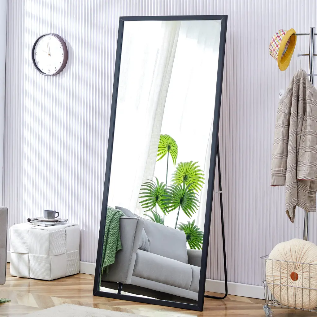 Fourth Generation Black Solid Wood Full Length Mirror - Dressing Mirror droom w-1151