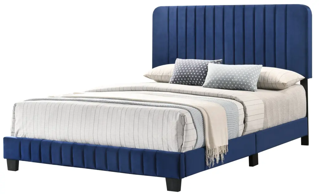 Lodi G0409 Fb Up Full Bed Navy Blue Foam Velvet Upholstered Bed Frame glory furniture