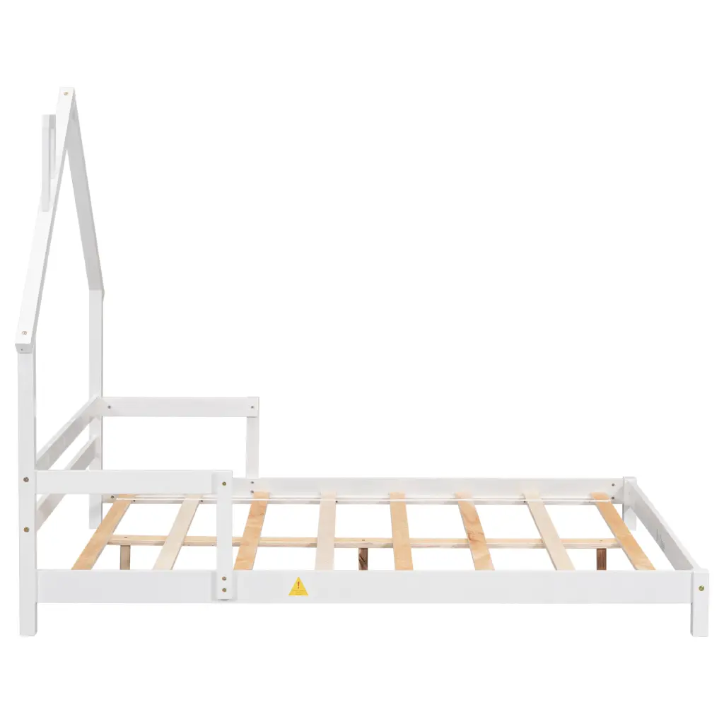 Full Size Headboard Bed Handrails Slats And White Finish inspirit