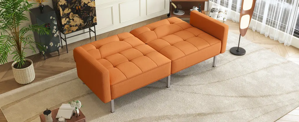 Orisfur Linen Upholstered Modern Convertible Folding Futon Sofa Bed oris fur.