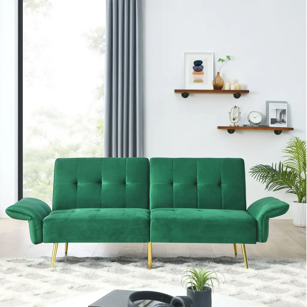 78 Inch Italian Velvet Futon Sofa Bed Convertible Sleeper Loveseat Couch dg chuang ying