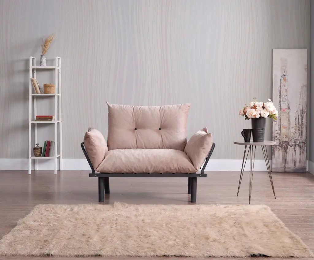 Sona Futon Beautiful Seat Beige Metal Frame furnia