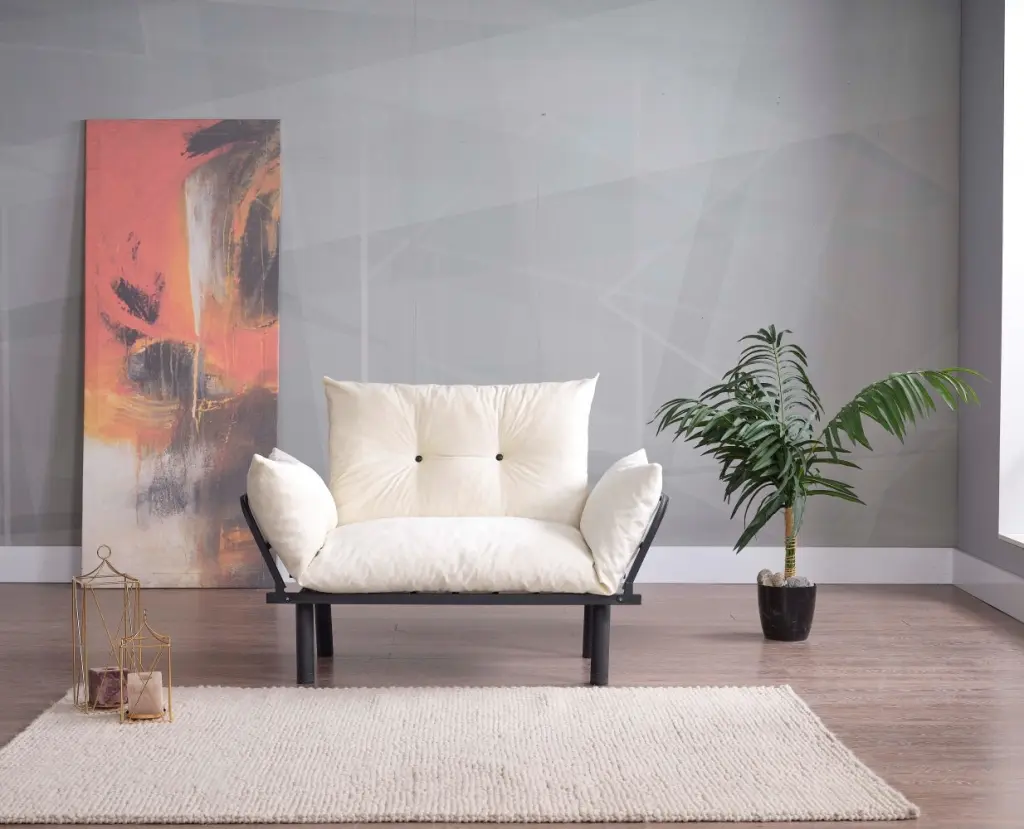 Sona Futon Beautiful Seat Cream Metal Metal Frame Sofa Bed furnia