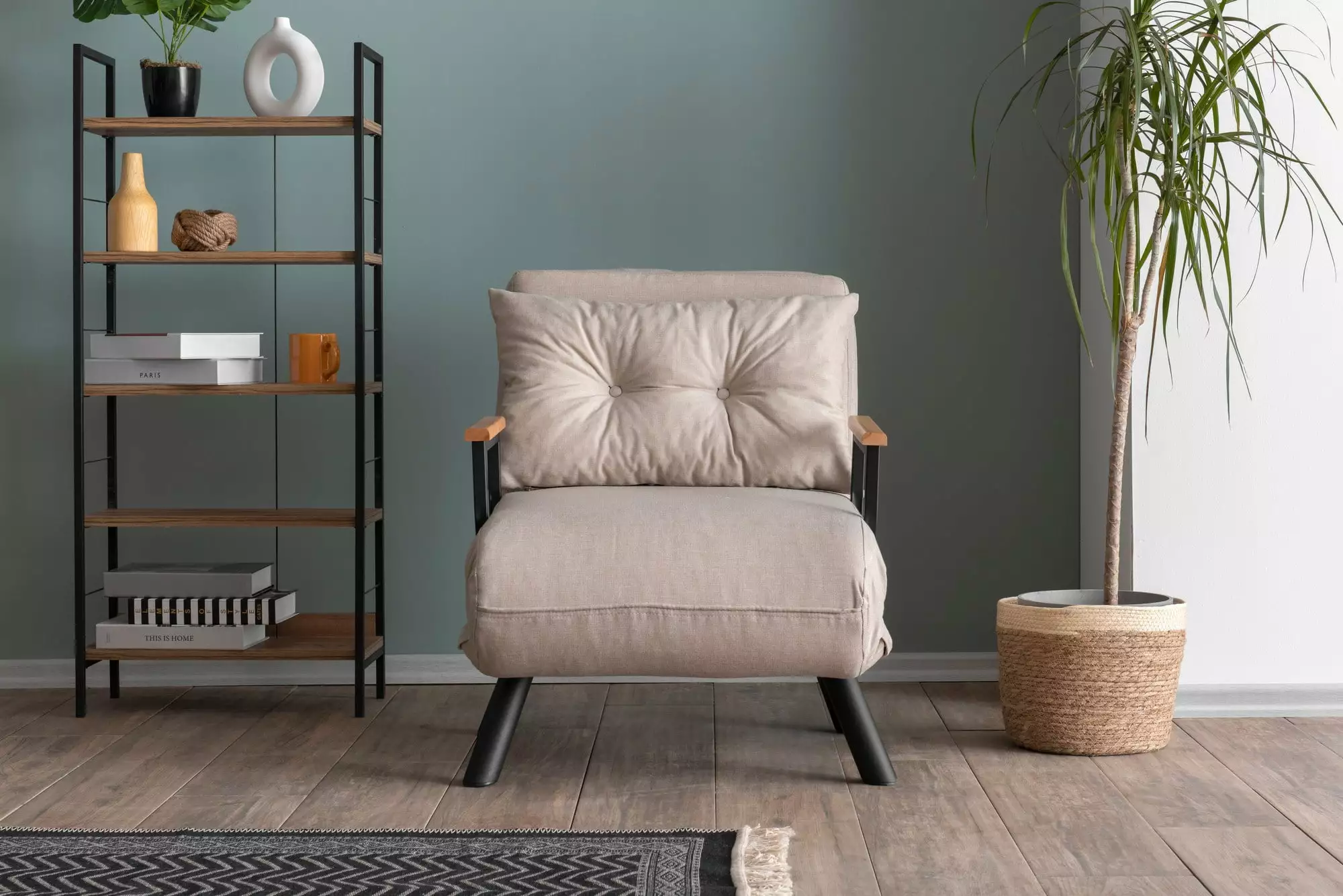 Lera Cream 1-Seat Futon Sofa-Bed Small Spaces FUTION