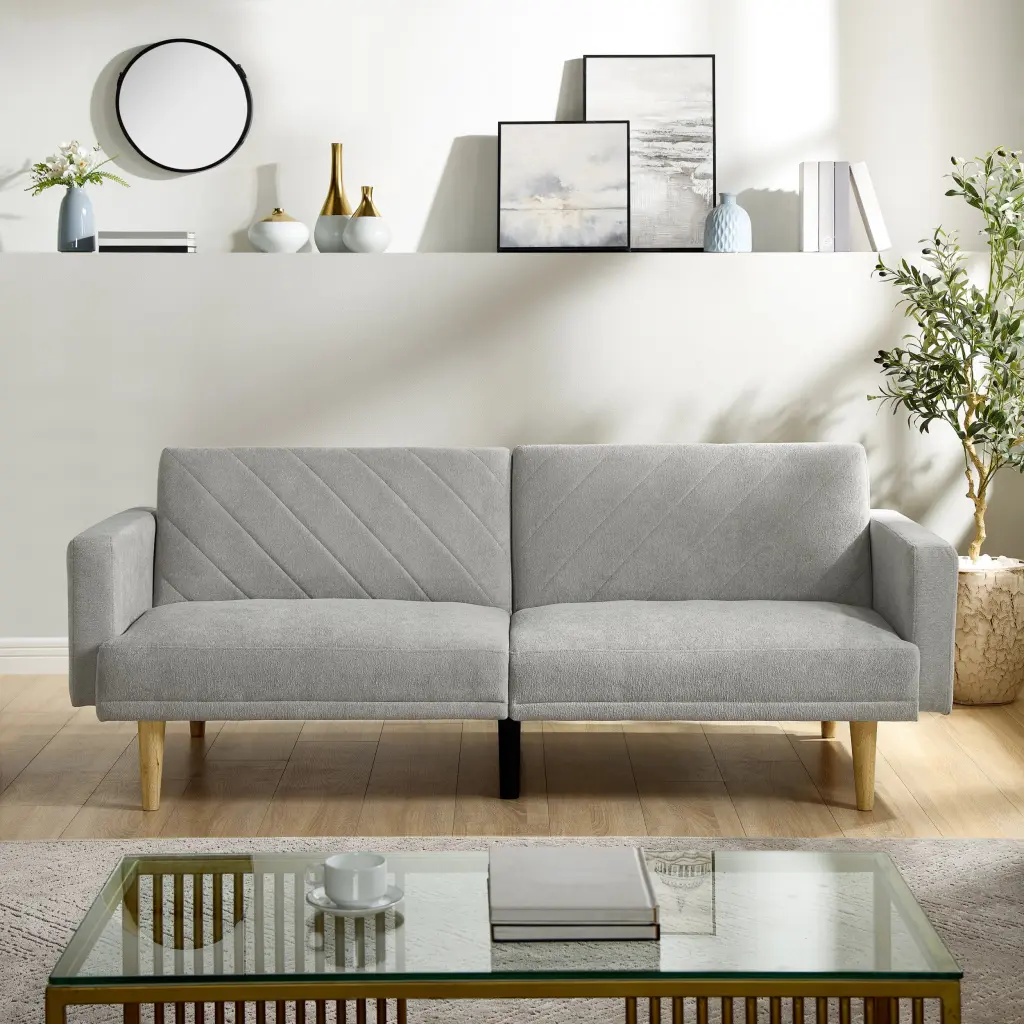 Multi Functional Futon Sofa Bed Tapered Wood Legs Small Living Spaces samhao