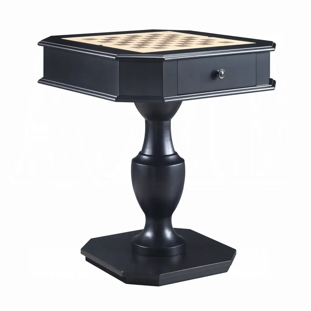 Black 2 Drawer Game Table Black Primary Living Space MDF furniture max
