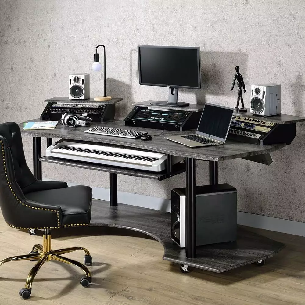 Gaming Desk Monitor Shelf and Keyboard Tray Large Home Office Computer Study Desk 83 x 40 x 37 Black ARCTICSCORPION
