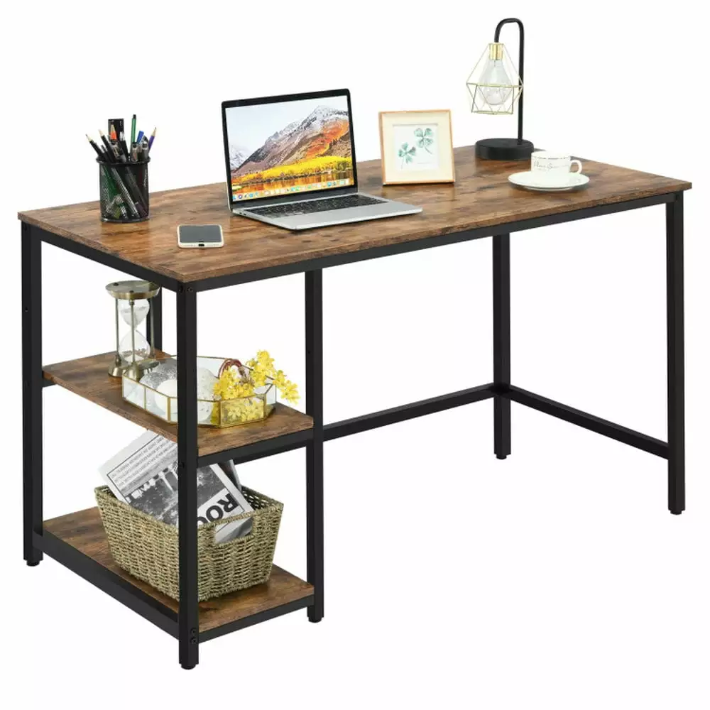 Canddidliike 47 Inch Computer Desk Adjustable Shelf Rustic Brown Gaming Study Workstation
