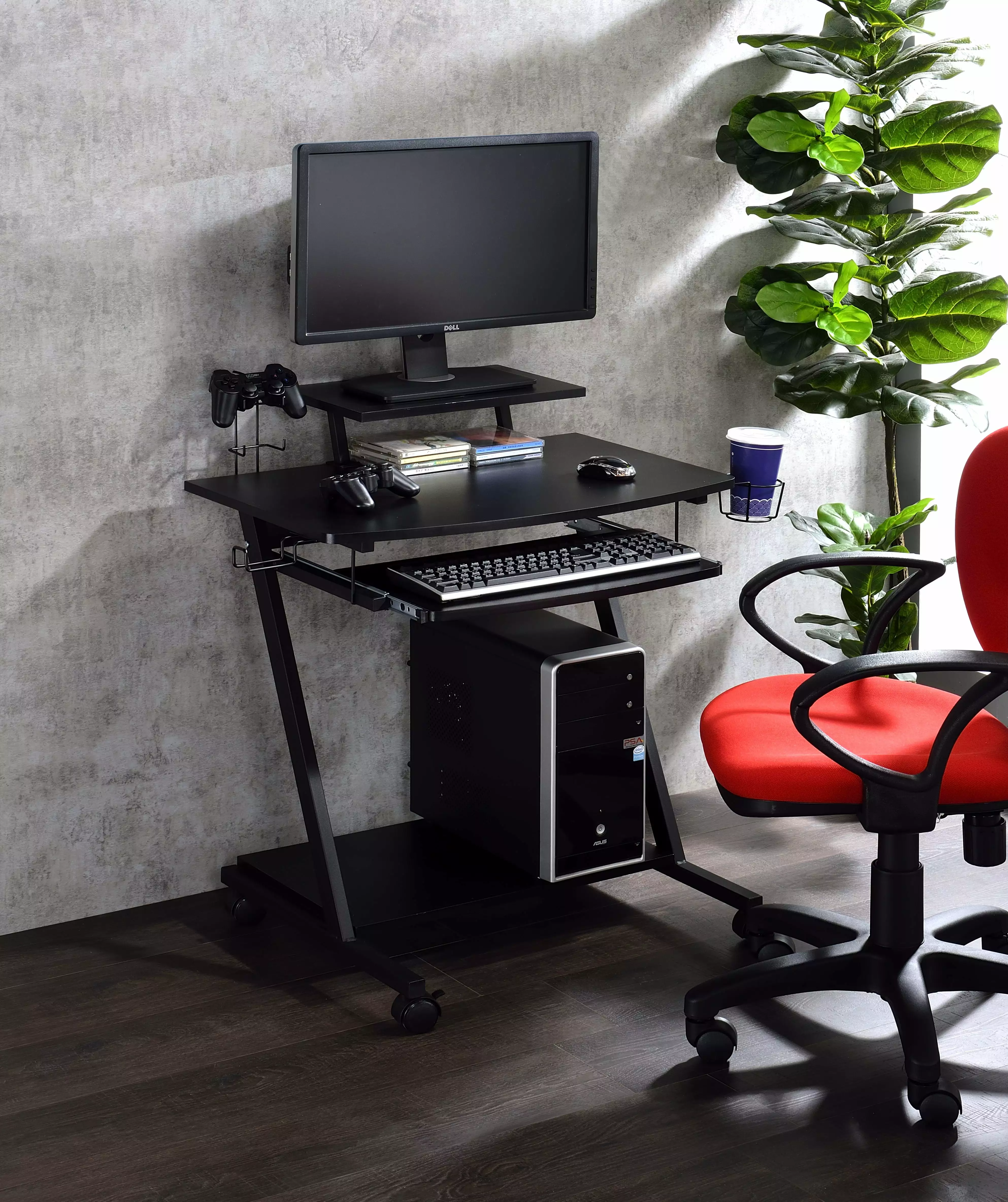CoSoTower Gaming Table Black Finish Large Computer Desk Home Office