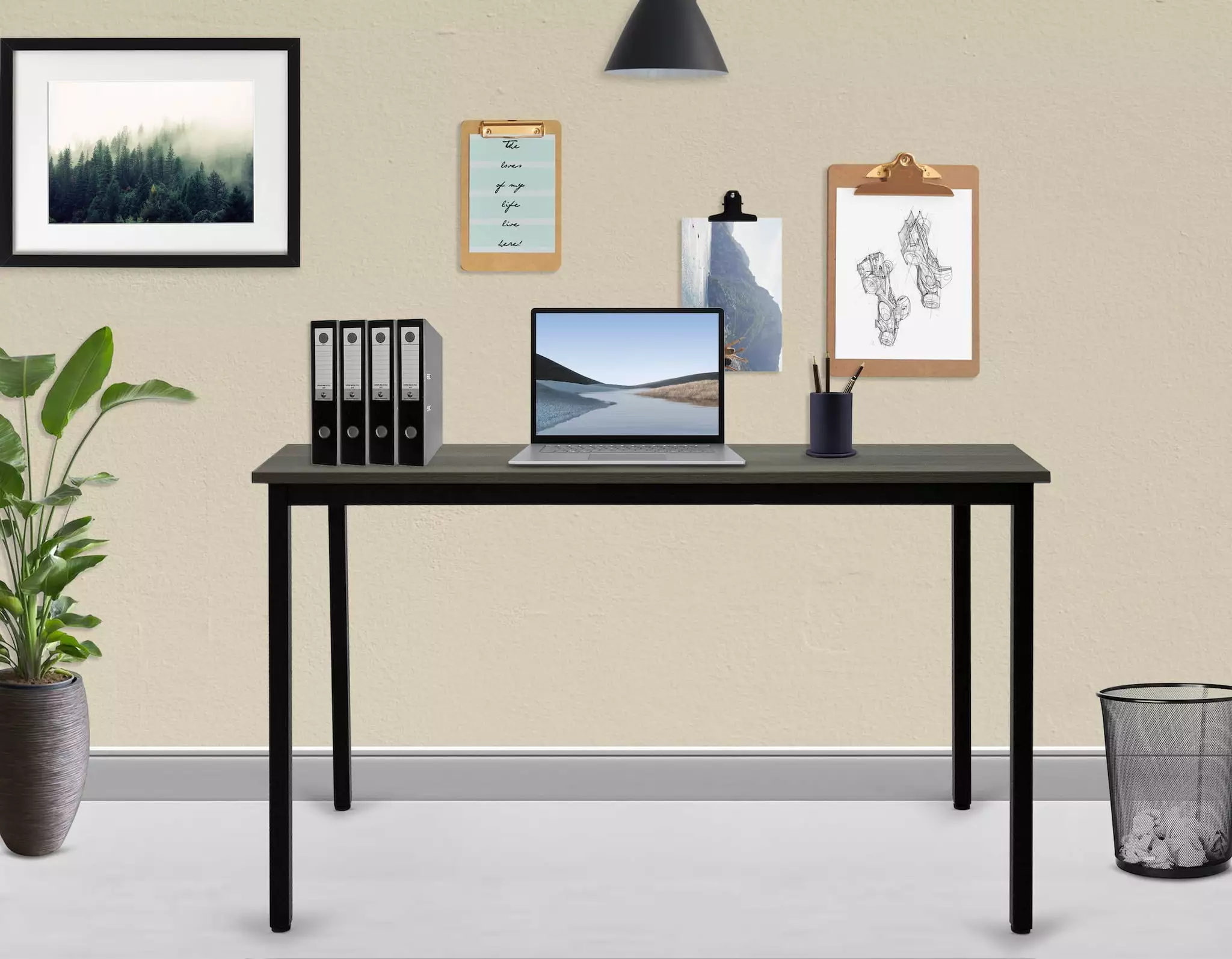 Duramax Modern Atlas Table Slate Pine Office, Study, and Gaming