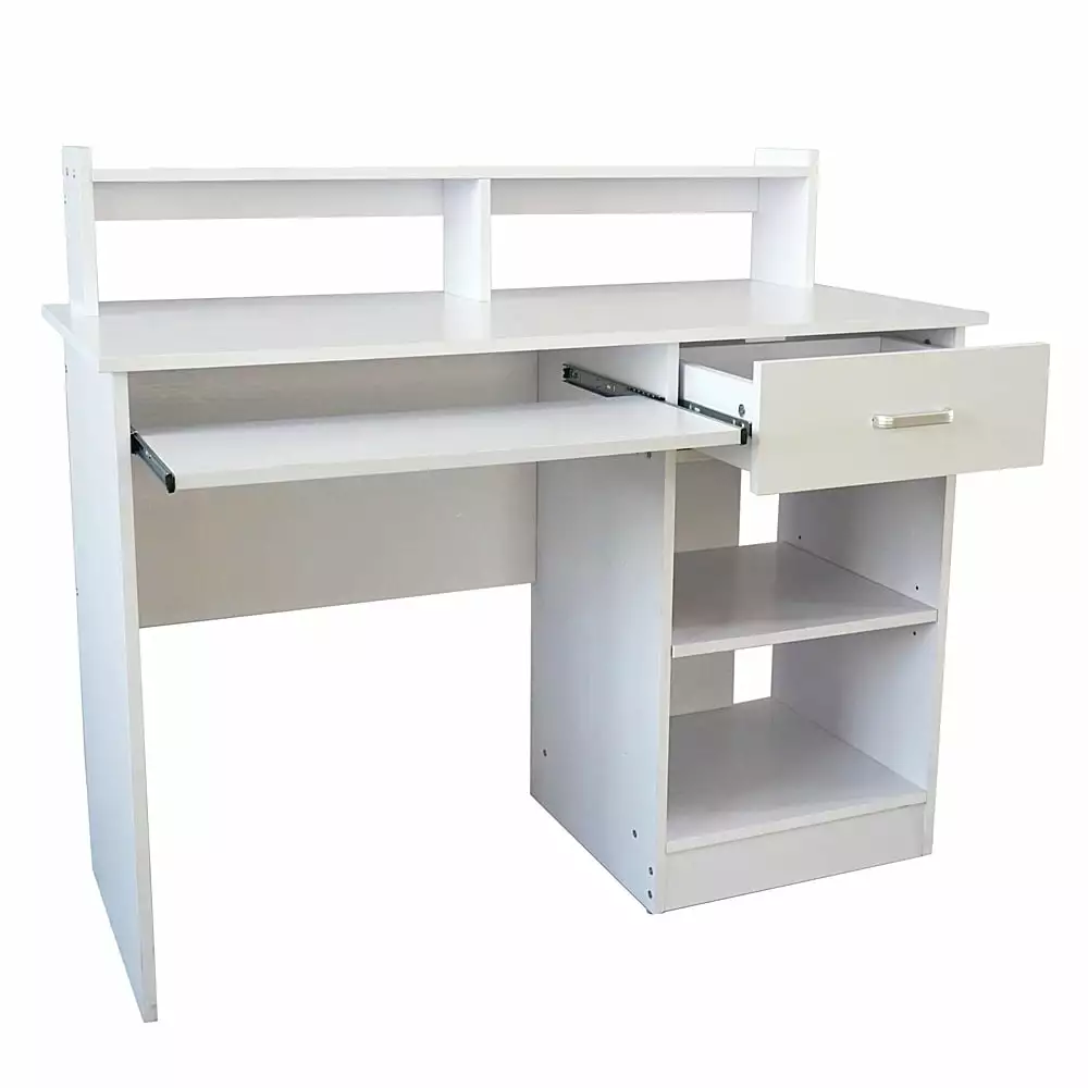 Ktaxon Computer Desk Keyboard Tray Gaming Table Drawers White FCH