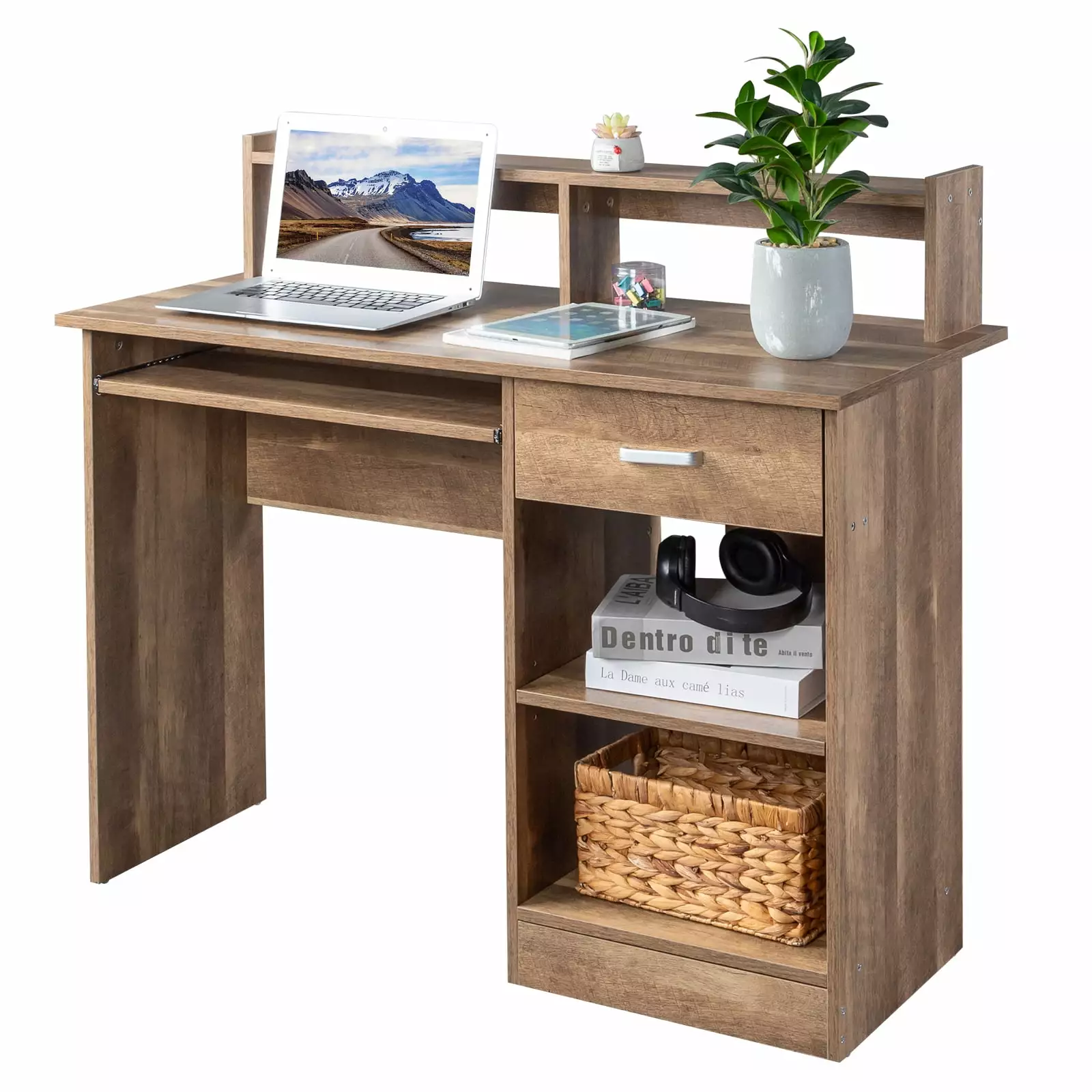 UBesGoo Computer Gaming Desk Storage Rack - Adjustable Shelf Cabinet FCH