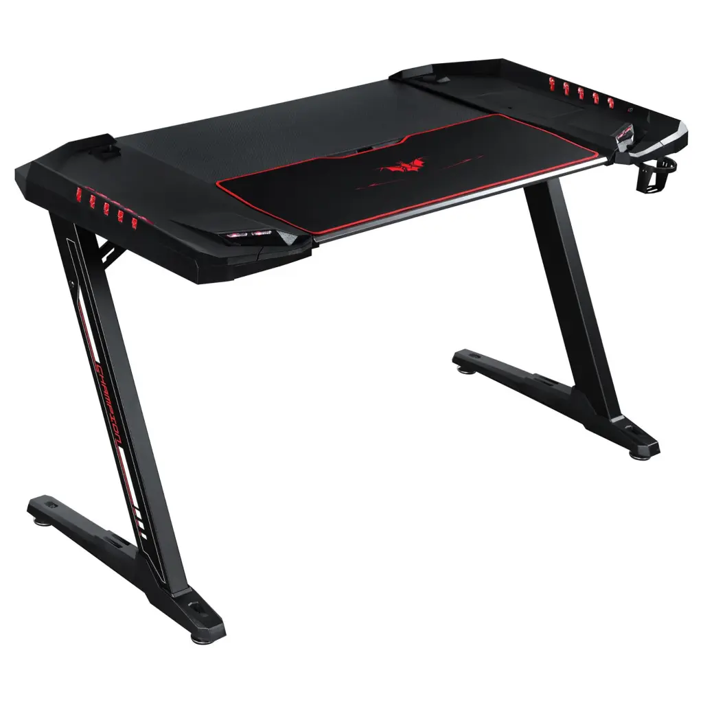 Black Gaming Desk LED Lighting Modern Office Desk Gamers furniture max