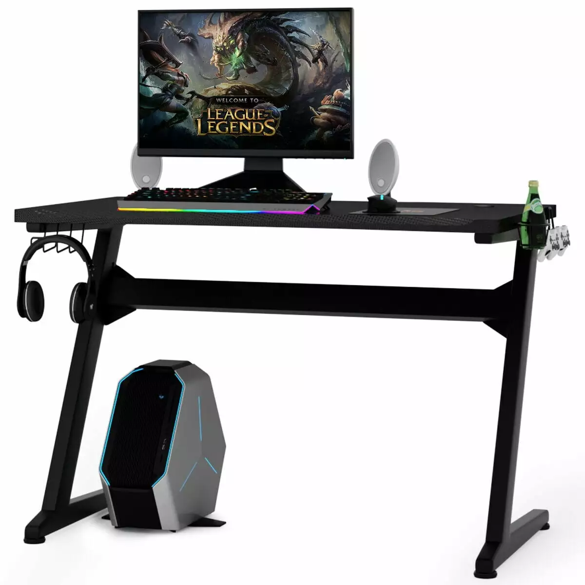 Gymax Z Shape Gaming Desk Computer Studio Desk PC Table Gamer Workstation Mousepad