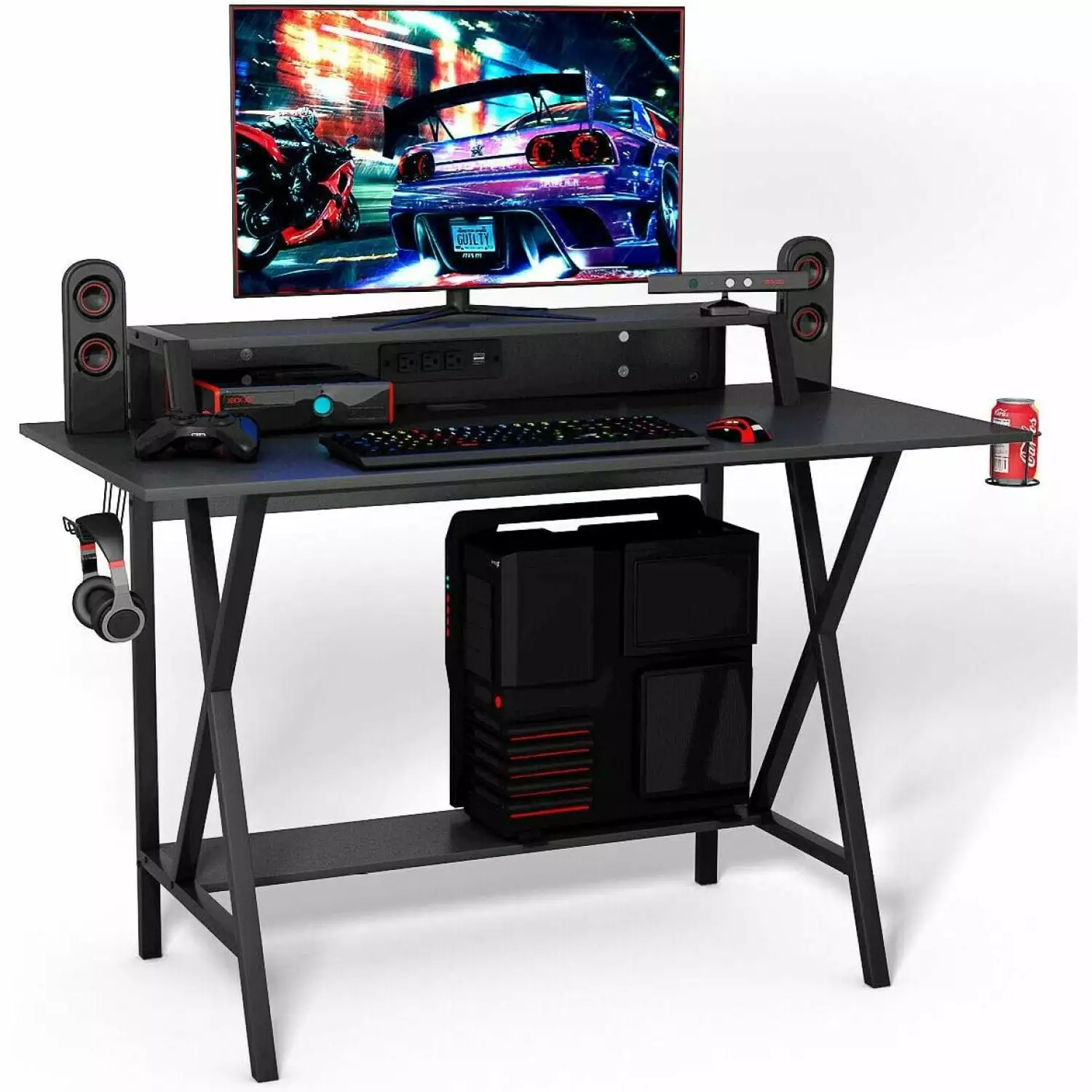 HElectQRIN Gaming Computer Desk Cup and Headphone Holder