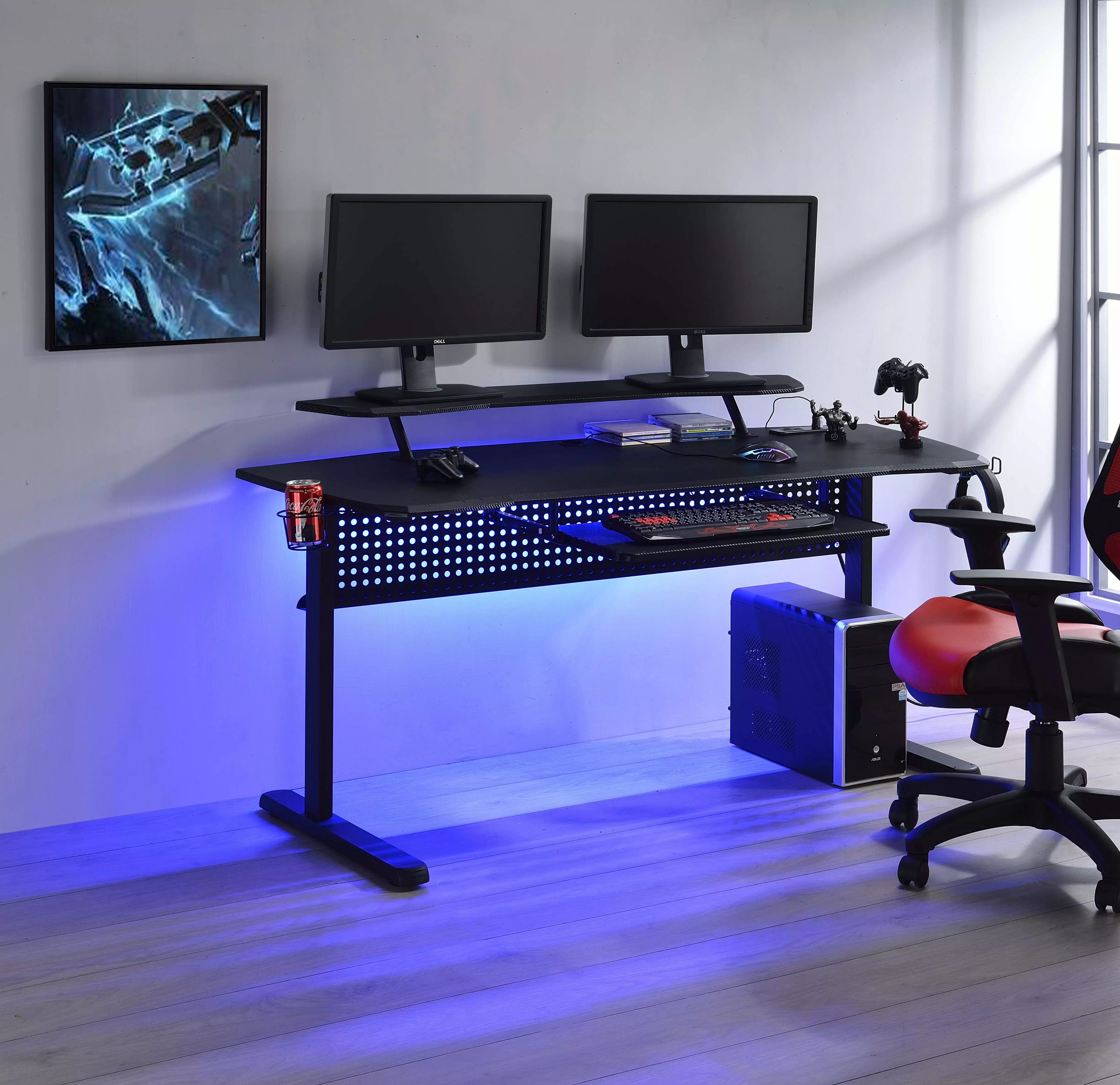 Homiyad Gaming Table USB Port Black Finish