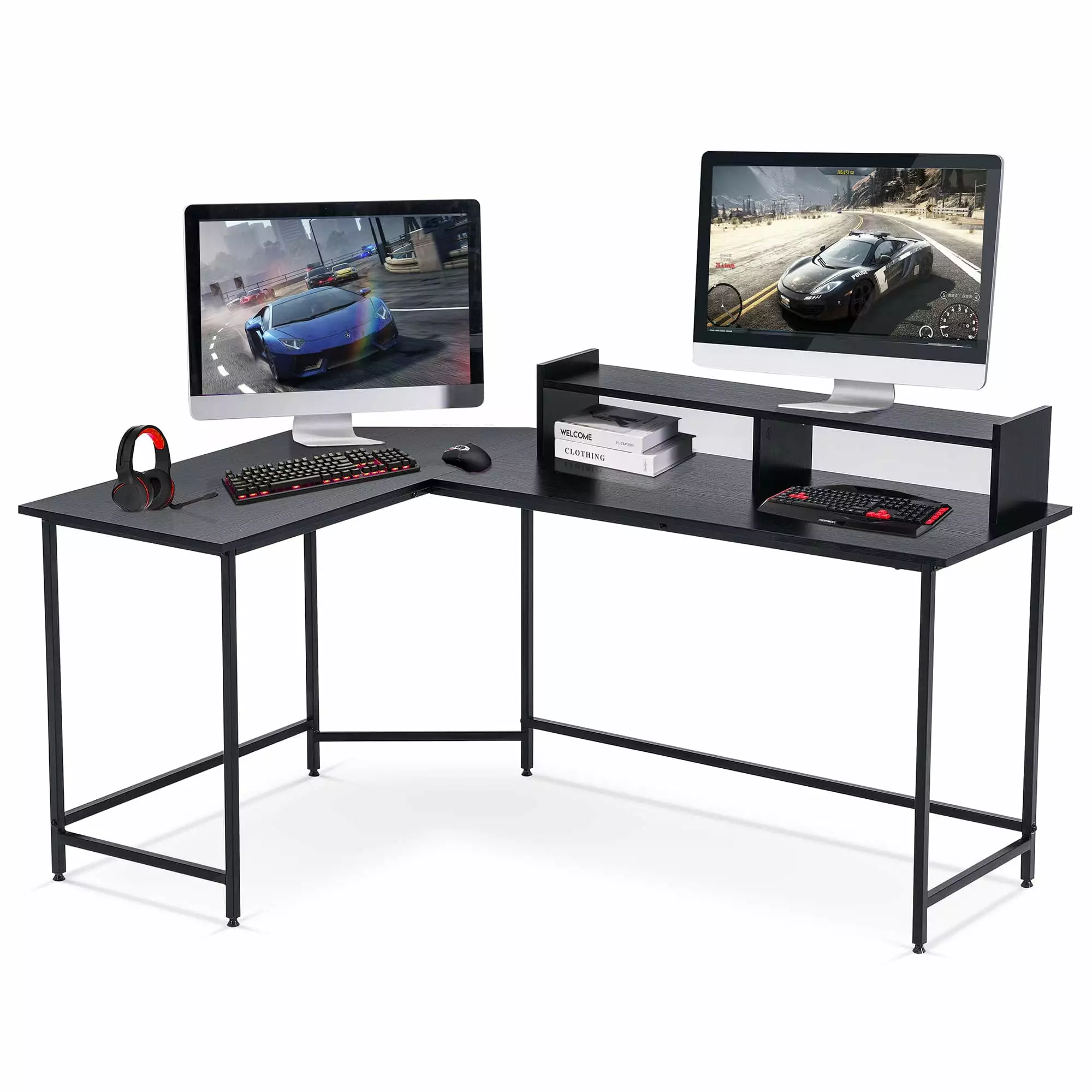 Ivinta Modern L-Shaped Computer Office Gaming Corner Desk Monitor Stand Ivinta Furniture