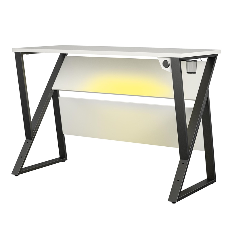 Pemberly Row Modern Contemporary Adjustable Gaming Desk White