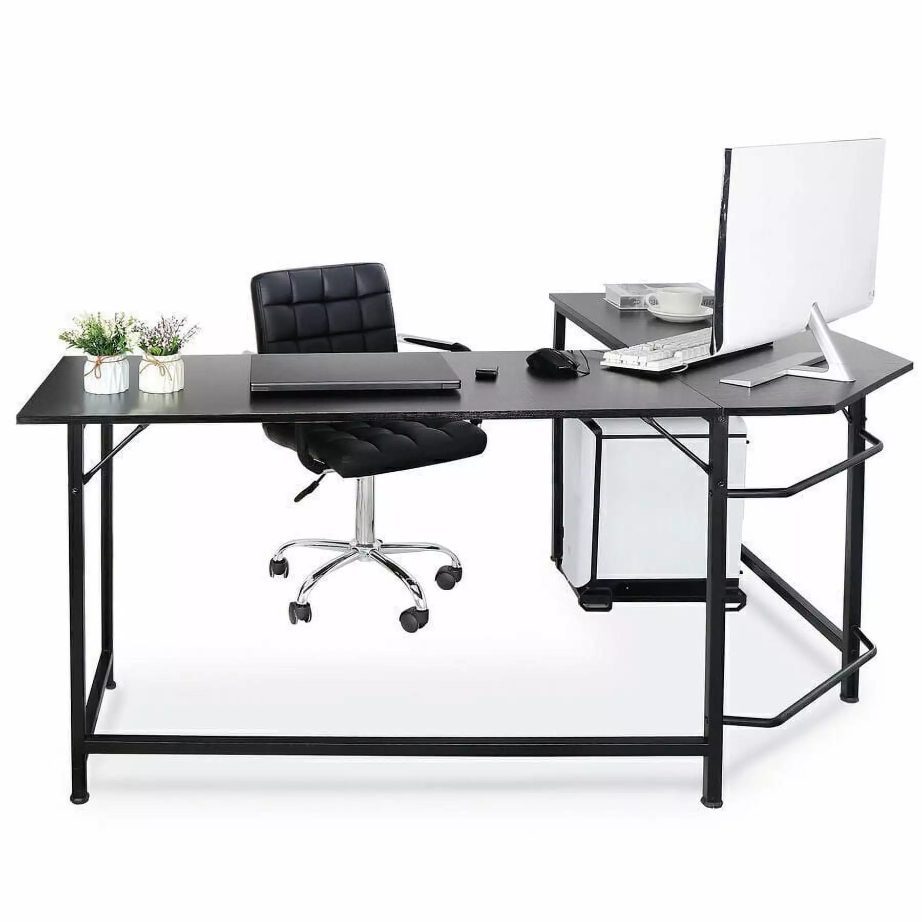 L-Shaped Gaming Desk - Corner Computer Desk PC and Laptop - 66 Inch Workstation Segawe
