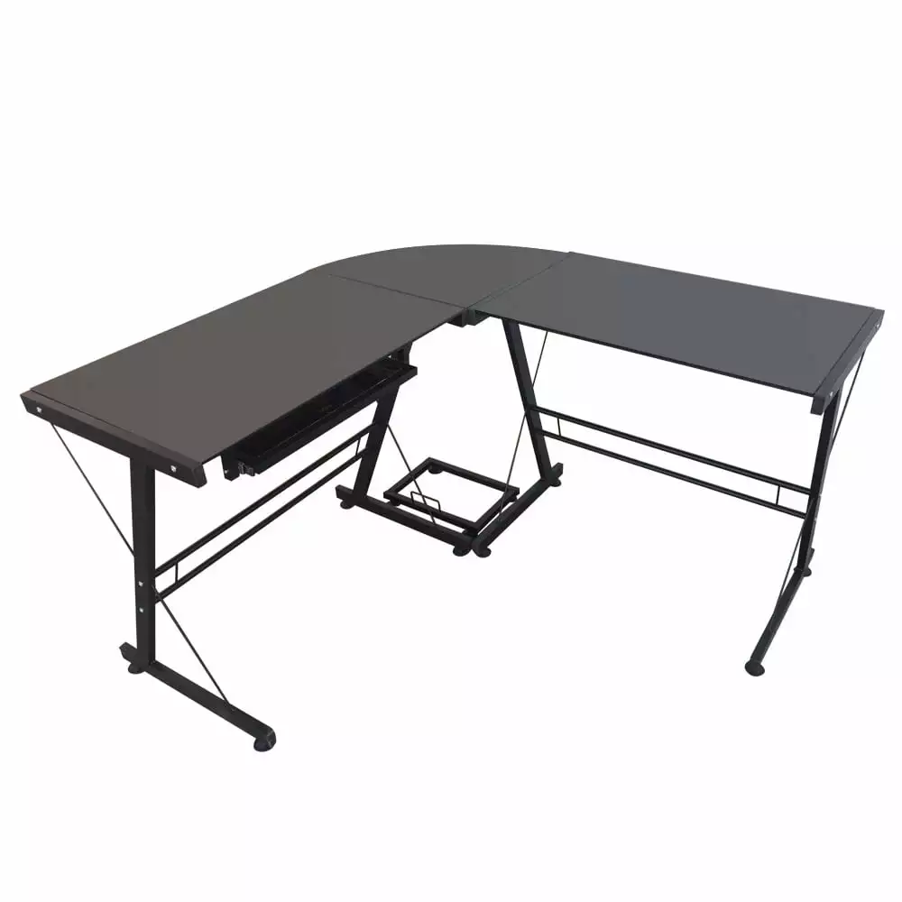 Tcbosik L-Shaped Computer Desk Gaming Desk Modern Writing Table PC Gaming Corner Desk Bedroom Study Room Living Room Black