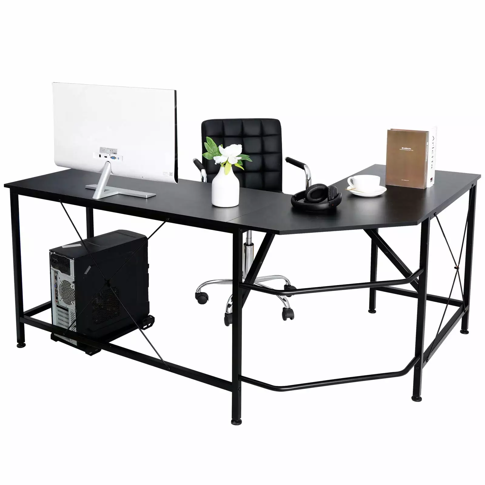 Computer Gaming Laptop Table L-Shaped Desk Corner Workstation Office Desk 66 Teraves