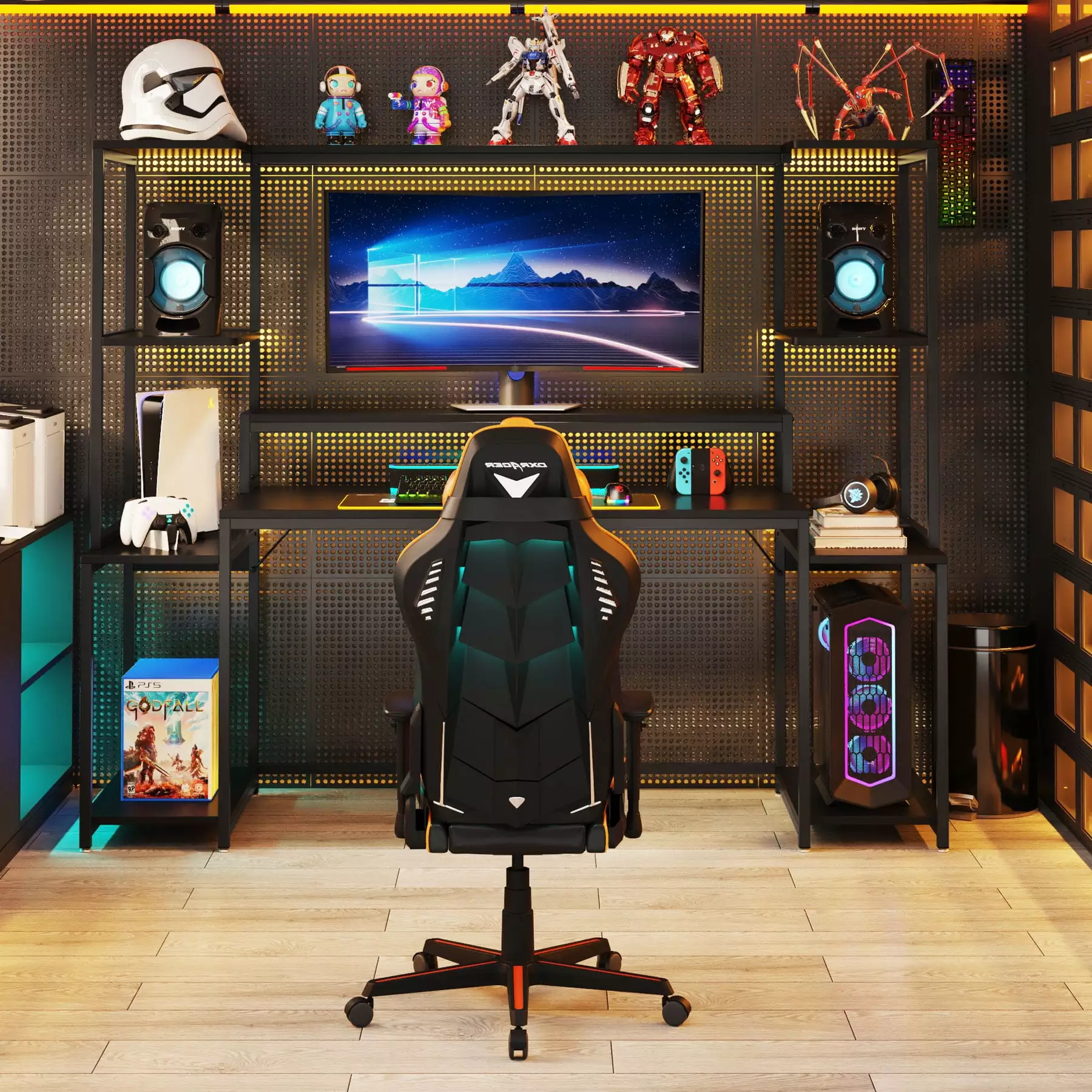 Tribesigns 70 Inch Gaming Desk Hutch and Shelf Ergonomic Gamer Table