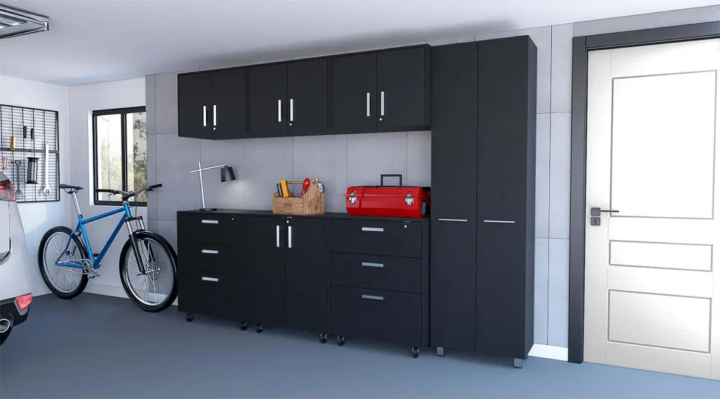 Megan Black 7 Piece Garage Set Black Wood furniture max