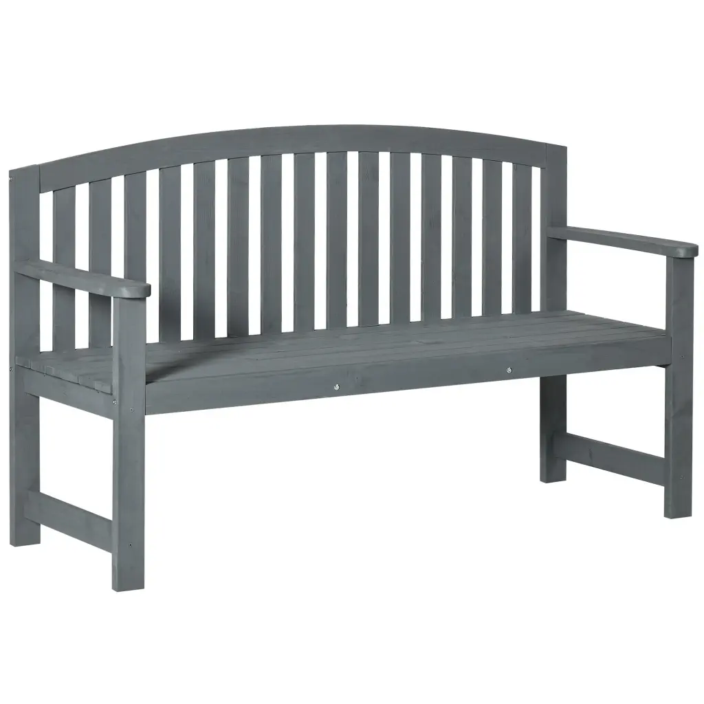 Outsunny 56 Inch Outdoor Wood Bench 2 Seater Garden Bench Backrest aosom business