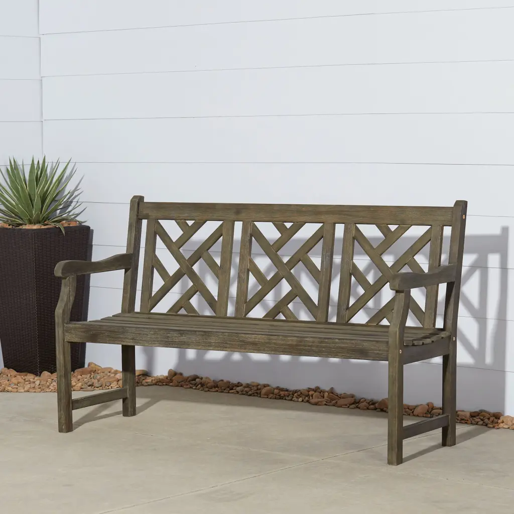 Renaissance Outdoor Patio 5 Foot Hand Scraped Wood Garden Bench Teak vifah