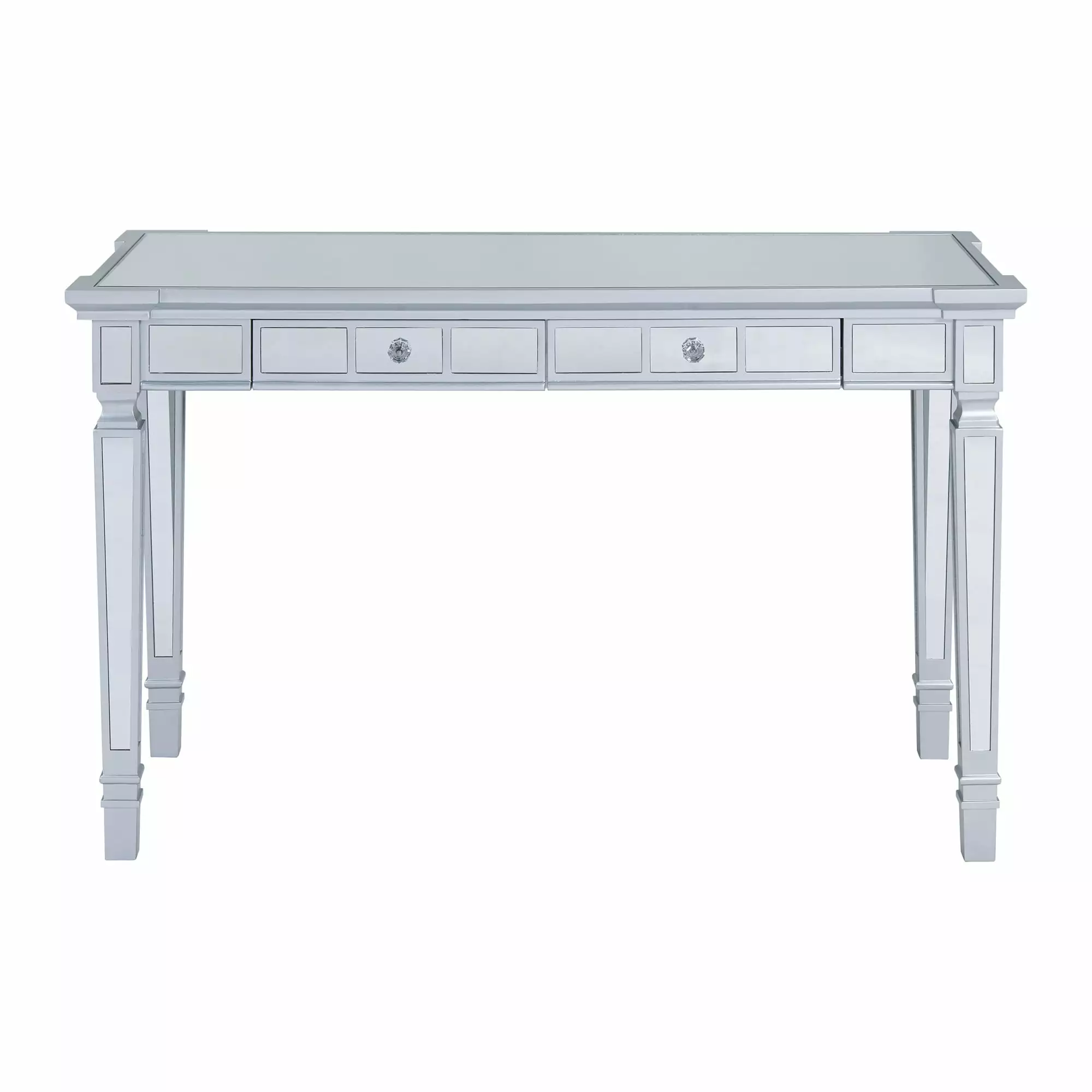 SEI Furniture Glenview Glam Writing Desk Mirrored/Matte Silver - Luxurious Home Office Desk Southern Enterprises