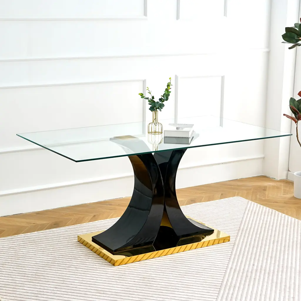 Elegant Modern Style Glass Table Transparent Design and Long-lasting Build youngmagic