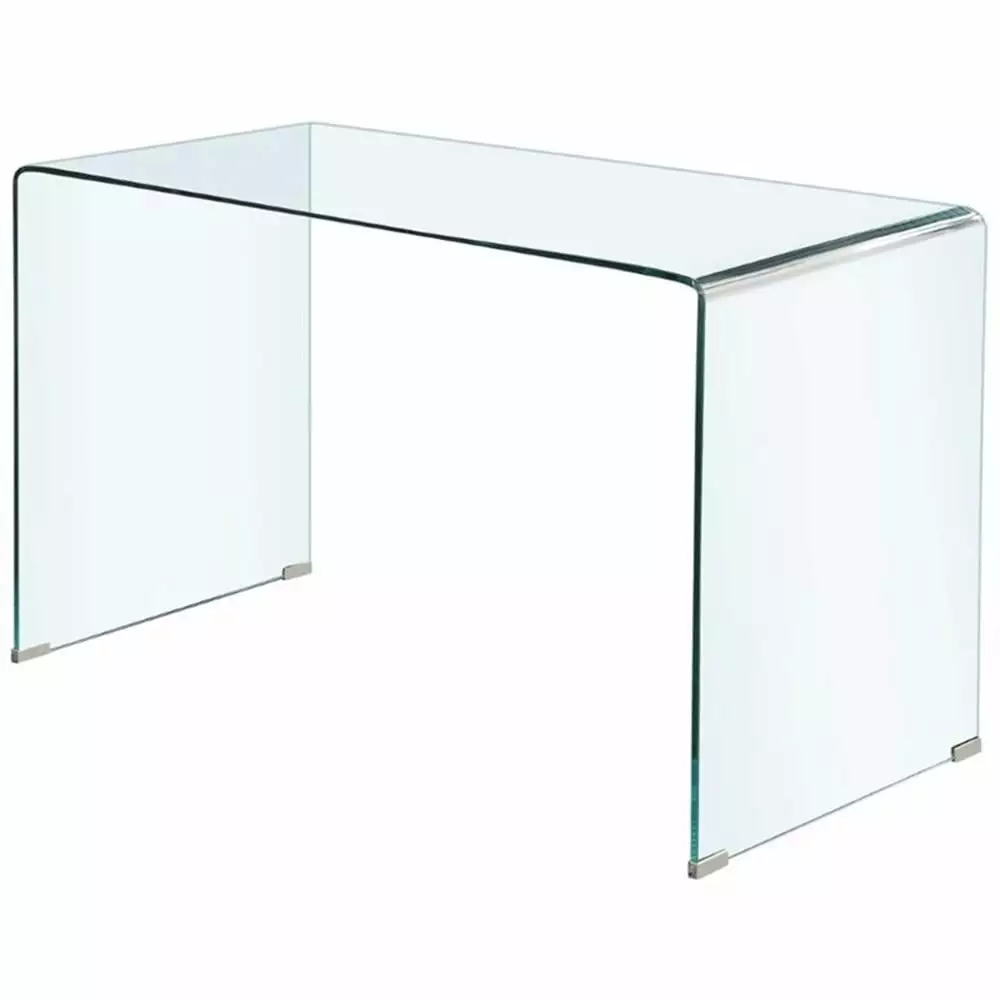 Bowery Hill Contemporary Clear Glass Writing Desk Modern Office Desk
