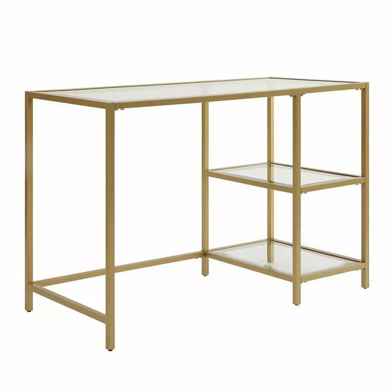 Carolina Classics Marcello Glass Top Desk Shelves Gold Carolina Classic Furniture