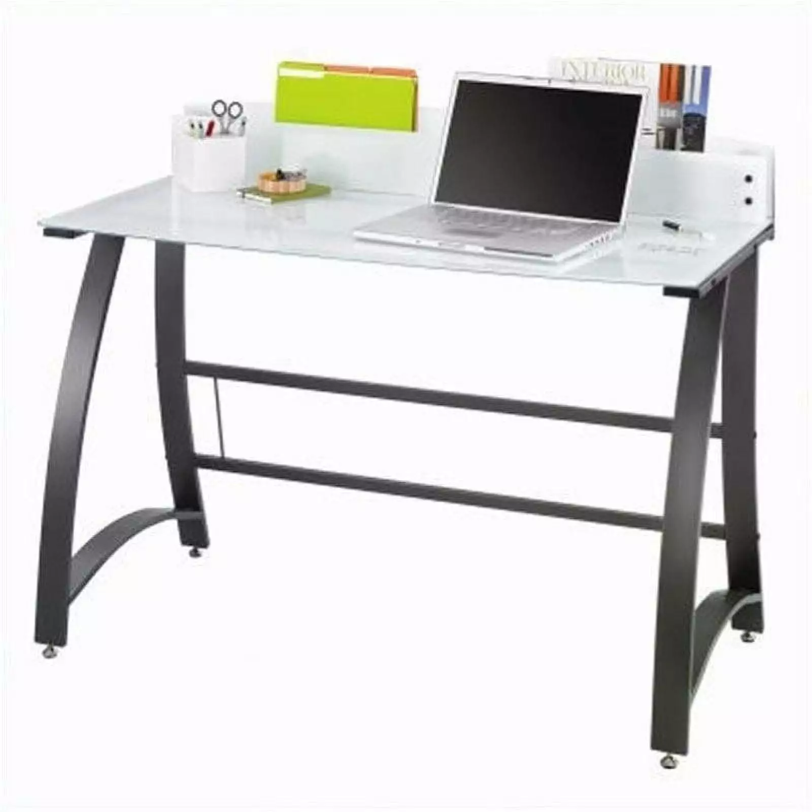 Pemberly Row Modern Glass Computer Workstation Contemporary Offices
