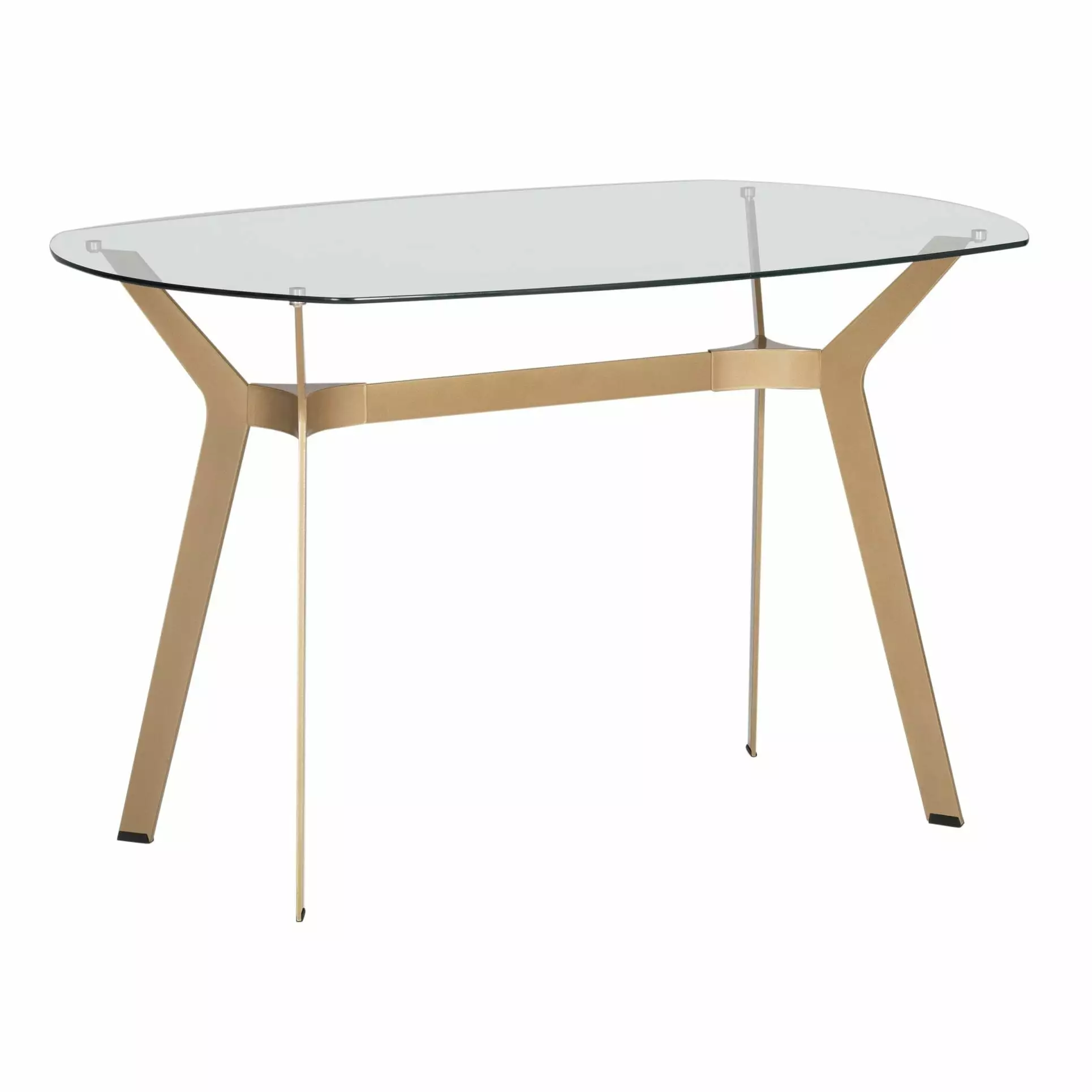 Studio Designs Archtech Modern Glass Desk Clear Gold Finish Contemporary Office