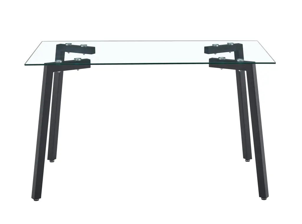 Transparent Glass Dining Table 130x80cm 8mm Thick Top and Black Seats 4 d-n furniture